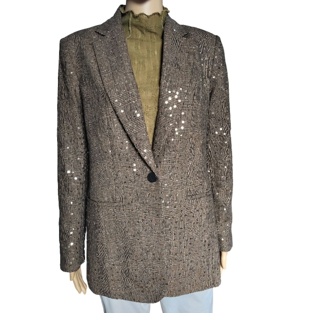 DKNY Women's Black and White Checkered Blazer